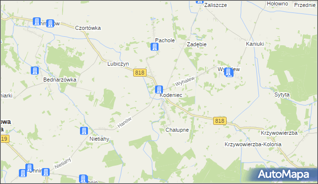 mapa Kodeniec, Kodeniec na mapie Targeo