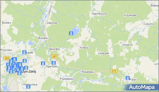 mapa Kołacz gmina Połczyn-Zdrój, Kołacz gmina Połczyn-Zdrój na mapie Targeo