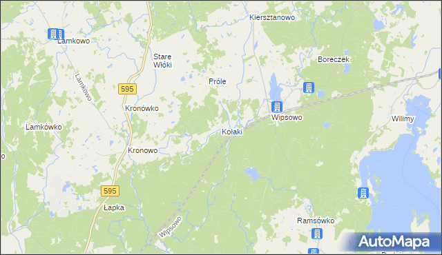 mapa Kołaki gmina Barczewo, Kołaki gmina Barczewo na mapie Targeo
