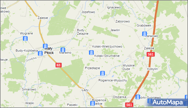 mapa Kołaki-Strumienie, Kołaki-Strumienie na mapie Targeo