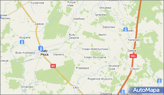 mapa Kołaki-Wietrzychowo, Kołaki-Wietrzychowo na mapie Targeo