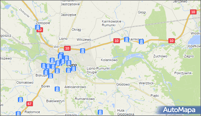 mapa Kolankowo gmina Lipno, Kolankowo gmina Lipno na mapie Targeo