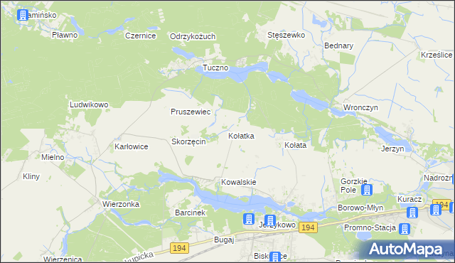 mapa Kołatka gmina Pobiedziska, Kołatka gmina Pobiedziska na mapie Targeo