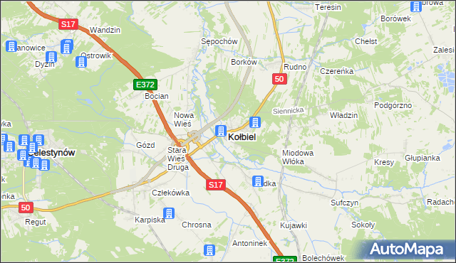 mapa Kołbiel, Kołbiel na mapie Targeo