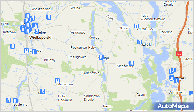 mapa Kołdrąb gmina Janowiec Wielkopolski, Kołdrąb gmina Janowiec Wielkopolski na mapie Targeo