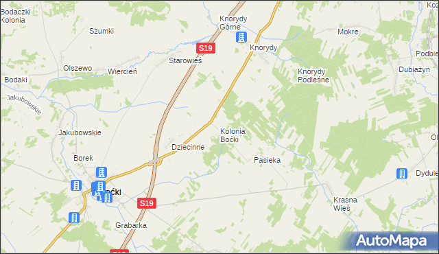 mapa Kolonia Boćki, Kolonia Boćki na mapie Targeo