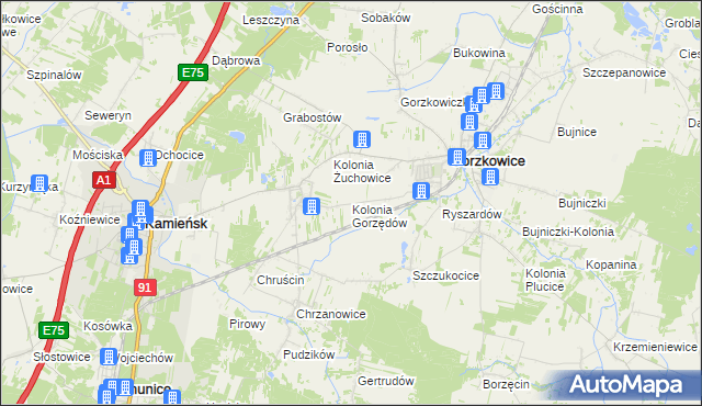 mapa Kolonia Gorzędów, Kolonia Gorzędów na mapie Targeo