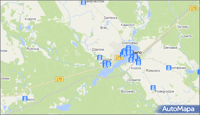 mapa Kolonia Kniewo, Kolonia Kniewo na mapie Targeo