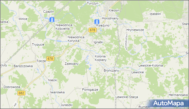 mapa Kolonia Koplany, Kolonia Koplany na mapie Targeo