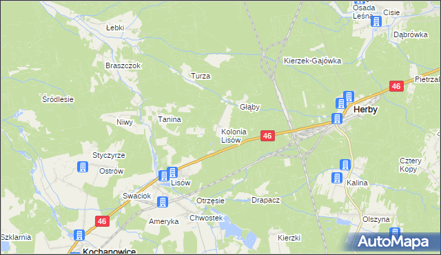 mapa Kolonia Lisów gmina Herby, Kolonia Lisów gmina Herby na mapie Targeo