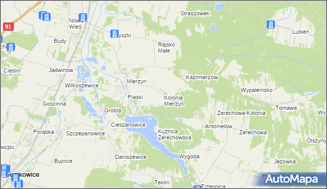 mapa Kolonia Mierzyn, Kolonia Mierzyn na mapie Targeo