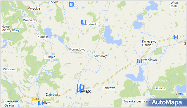 mapa Komalwy, Komalwy na mapie Targeo