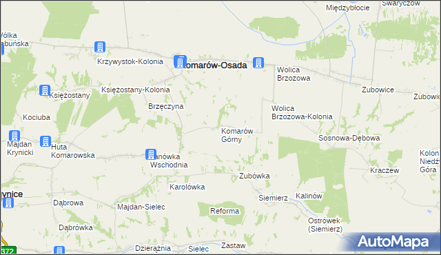 mapa Komarów Górny, Komarów Górny na mapie Targeo
