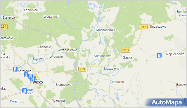 mapa Komaszewo, Komaszewo na mapie Targeo