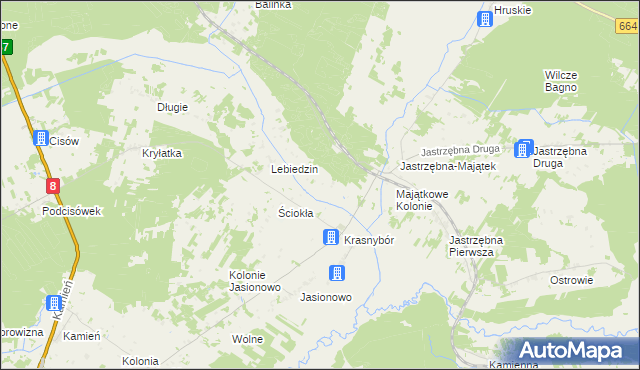 mapa Komaszówka gmina Sztabin, Komaszówka gmina Sztabin na mapie Targeo