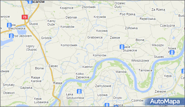 mapa Komorów gmina Pacanów, Komorów gmina Pacanów na mapie Targeo