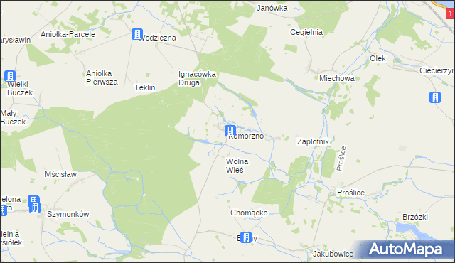 mapa Komorzno, Komorzno na mapie Targeo