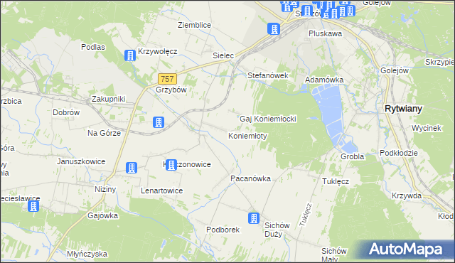 mapa Koniemłoty, Koniemłoty na mapie Targeo