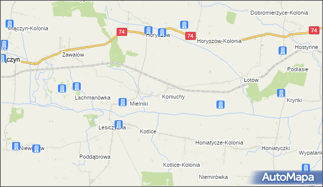 mapa Koniuchy, Koniuchy na mapie Targeo