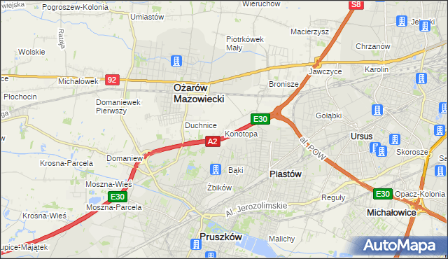 mapa Konotopa gmina Ożarów Mazowiecki, Konotopa gmina Ożarów Mazowiecki na mapie Targeo