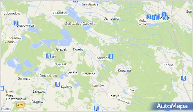 mapa Konradów gmina Sośnie, Konradów gmina Sośnie na mapie Targeo