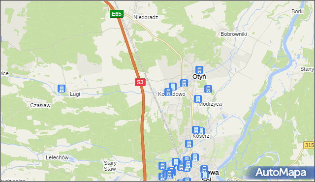 mapa Konradowo gmina Otyń, Konradowo gmina Otyń na mapie Targeo