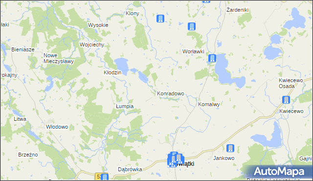 mapa Konradowo gmina Świątki, Konradowo gmina Świątki na mapie Targeo