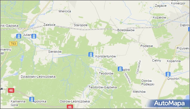 mapa Konstantynów gmina Lelów, Konstantynów gmina Lelów na mapie Targeo