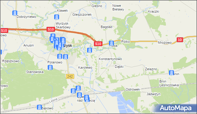 mapa Konstantynowo gmina Wyrzysk, Konstantynowo gmina Wyrzysk na mapie Targeo