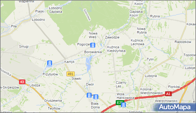mapa Kopiec gmina Kłobuck, Kopiec gmina Kłobuck na mapie Targeo