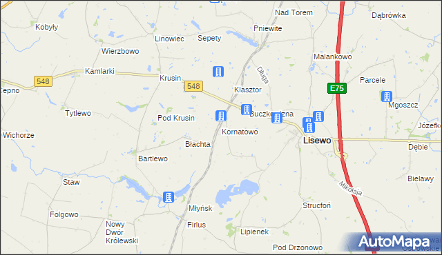 mapa Kornatowo, Kornatowo na mapie Targeo