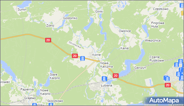 mapa Korne, Korne na mapie Targeo