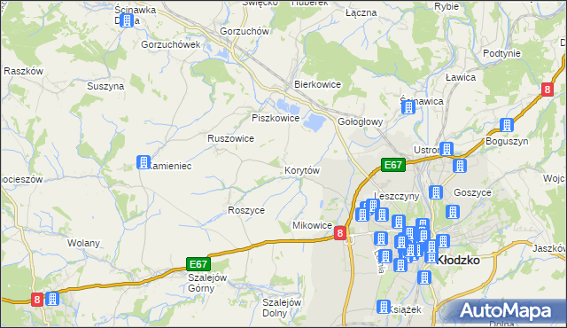 mapa Korytów gmina Kłodzko, Korytów gmina Kłodzko na mapie Targeo
