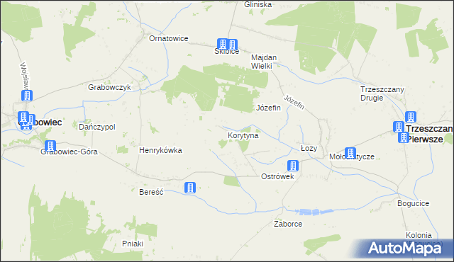 mapa Korytyna, Korytyna na mapie Targeo
