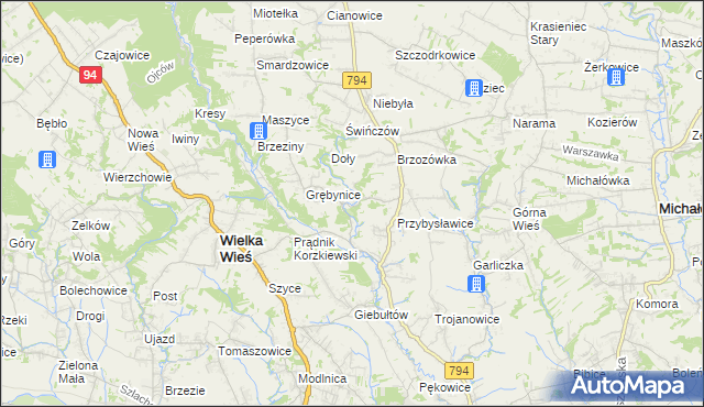 mapa Korzkiew, Korzkiew na mapie Targeo