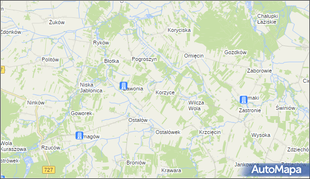 mapa Korzyce, Korzyce na mapie Targeo