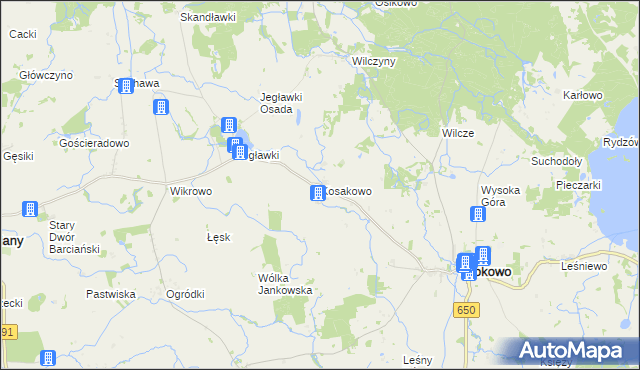 mapa Kosakowo gmina Srokowo, Kosakowo gmina Srokowo na mapie Targeo