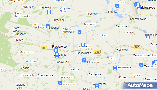mapa Kościejów, Kościejów na mapie Targeo