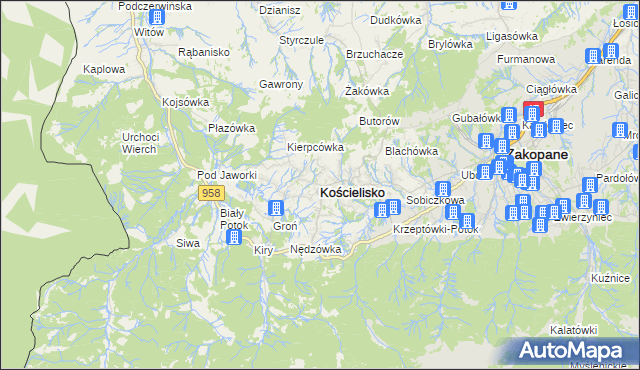 mapa Kościelisko, Kościelisko na mapie Targeo