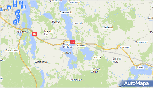 mapa Kosewo gmina Mrągowo, Kosewo gmina Mrągowo na mapie Targeo