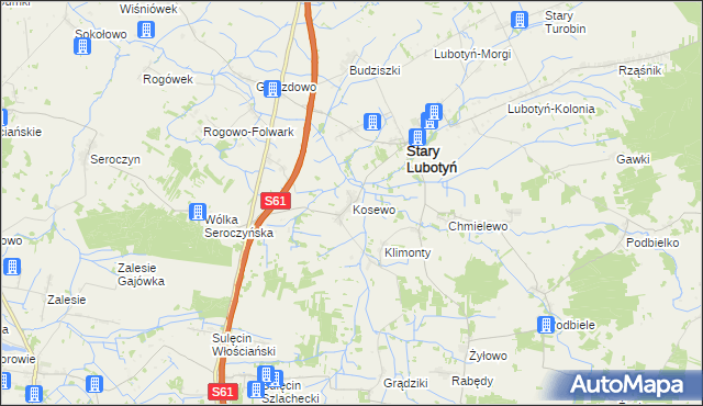 mapa Kosewo gmina Stary Lubotyń, Kosewo gmina Stary Lubotyń na mapie Targeo