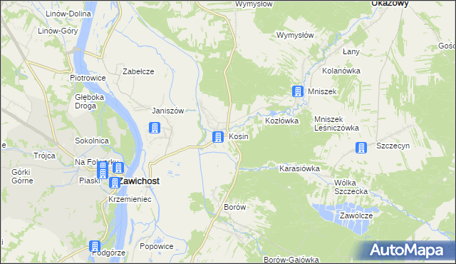 mapa Kosin gmina Annopol, Kosin gmina Annopol na mapie Targeo