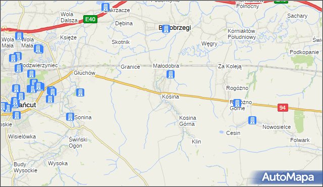 mapa Kosina, Kosina na mapie Targeo