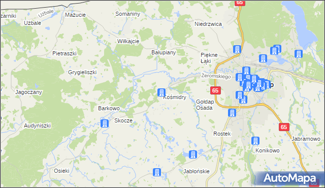 mapa Kośmidry gmina Gołdap, Kośmidry gmina Gołdap na mapie Targeo