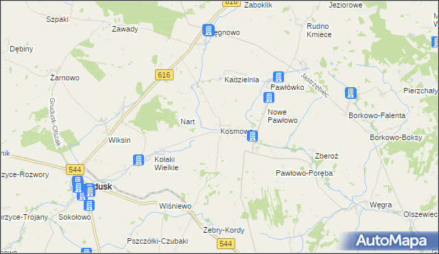 mapa Kosmowo gmina Czernice Borowe, Kosmowo gmina Czernice Borowe na mapie Targeo