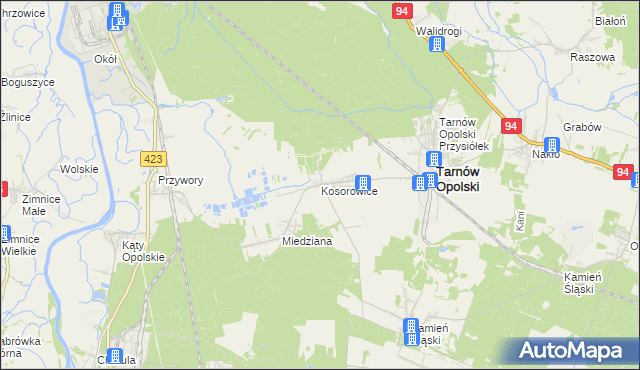 mapa Kosorowice, Kosorowice na mapie Targeo