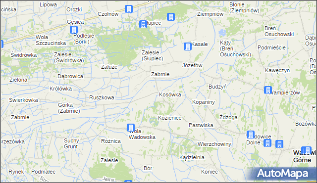 mapa Kosówka gmina Wadowice Górne, Kosówka gmina Wadowice Górne na mapie Targeo