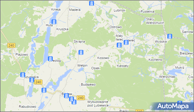 mapa Kosowo gmina Cekcyn, Kosowo gmina Cekcyn na mapie Targeo