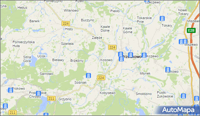 mapa Kosowo gmina Przodkowo, Kosowo gmina Przodkowo na mapie Targeo