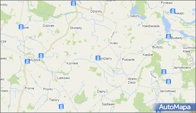 mapa Koszajny, Koszajny na mapie Targeo
